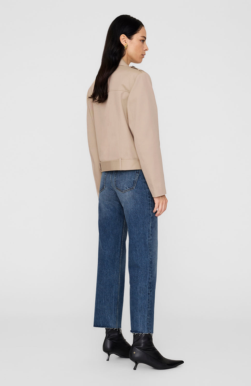 Anine Bing Womens Oatmeal Greer Belted Cotton Jacket In Multi