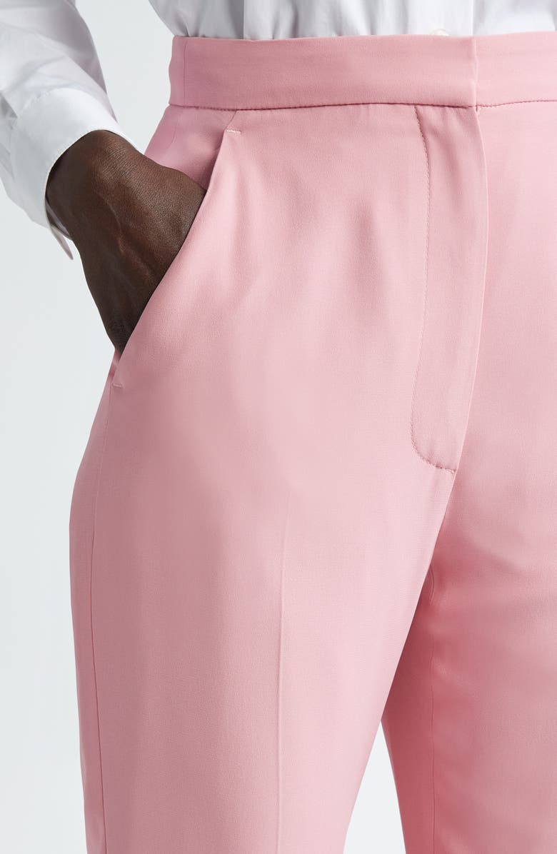 McQueen High Waist Leaf Crepe Narrow Bootcut Trousers, Alternate, color, 