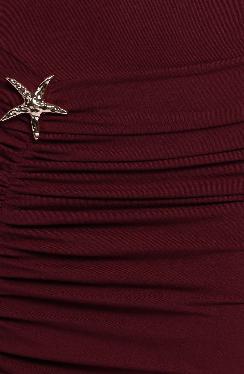 Petal & Pup Sandara One-Shoulder Maxi Cocktail Dress, Alternate, color, Burgundy