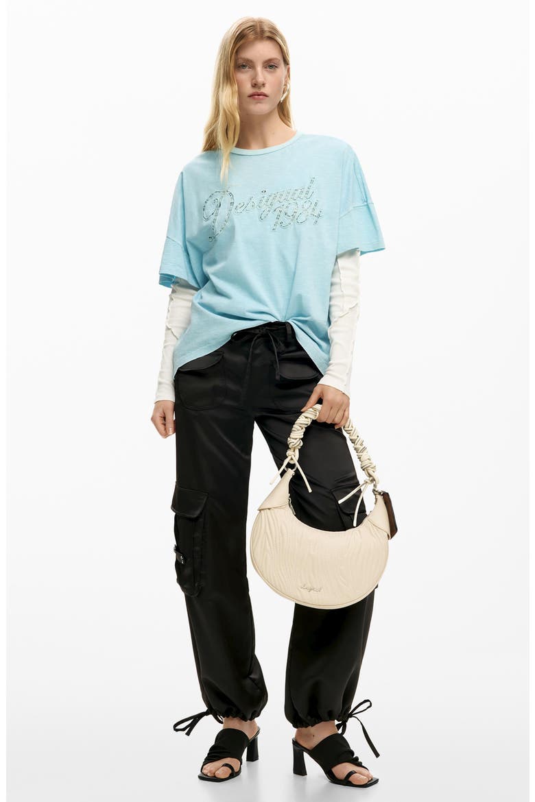 Logo Eyelet Cotton Graphic T-Shirt, Alternate, color, BLUE