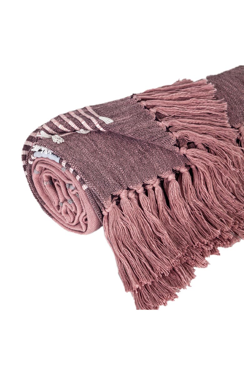 PARKLAND COLLECTION Adonia Fringe Throw Blanket, Alternate, color, Pink