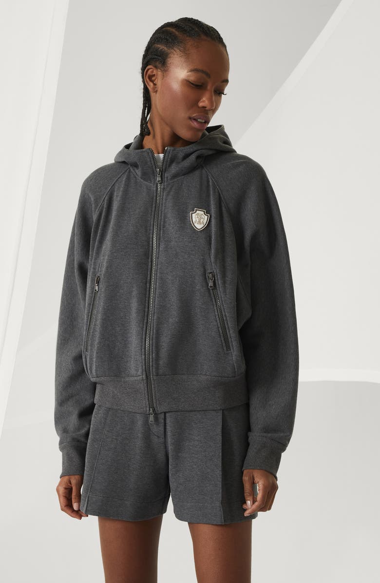 Brunello Cucinelli Pique Sweatshirt with logo, Alternate, color, 