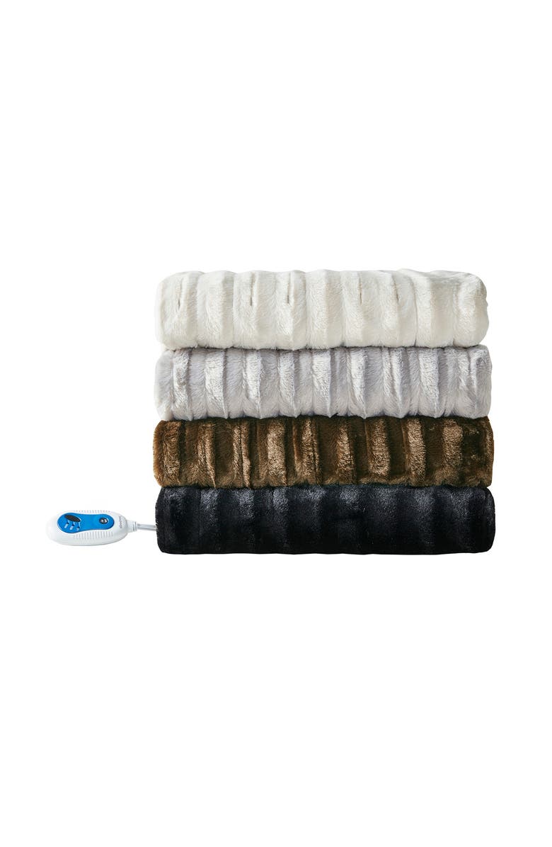 BEAUTYREST Faux Fur Heated Throw Blanket - 50" x 70", Alternate, color, Black
