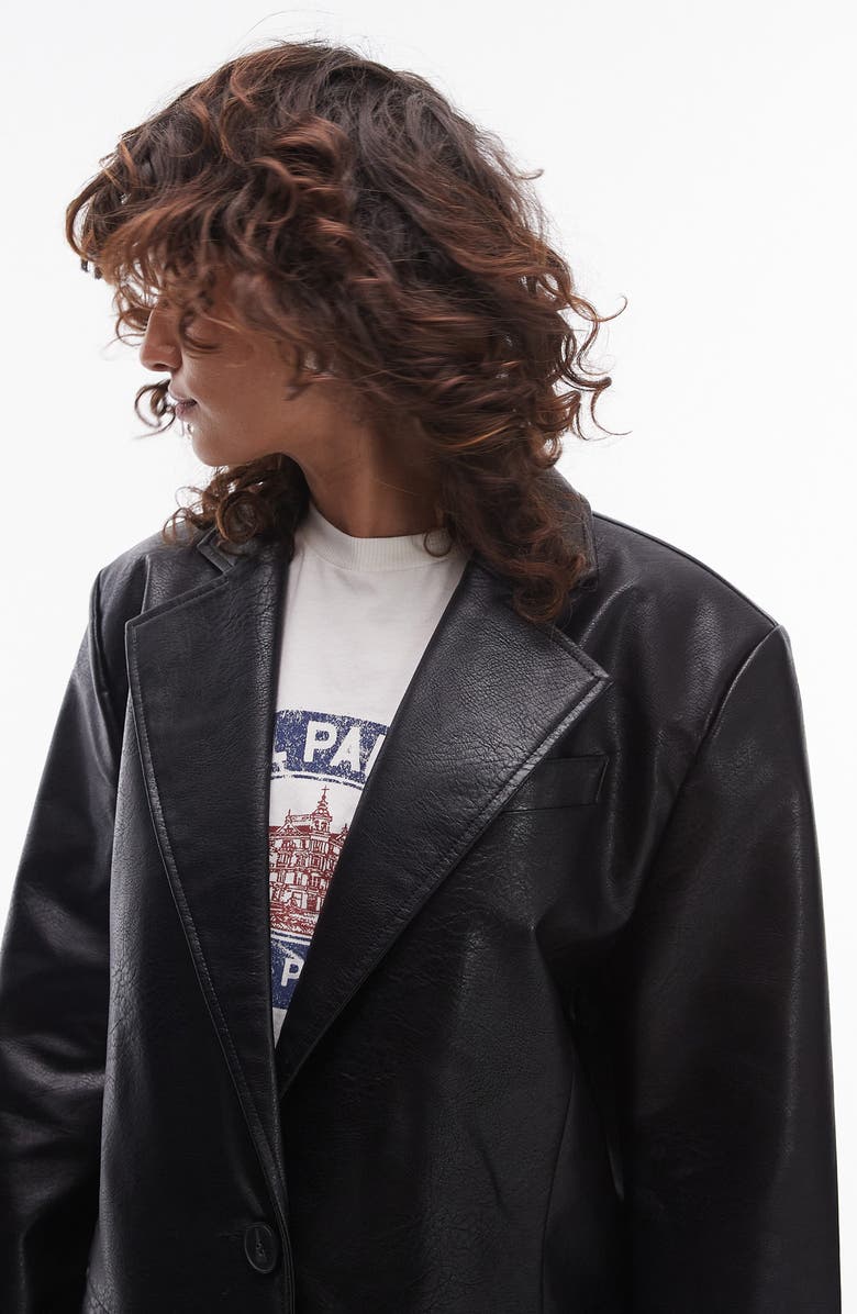 Topshop Faux Leather Coat, Alternate, color, 