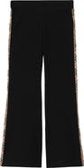 Burberry Check Trim Stretch Cotton Flared Trousers