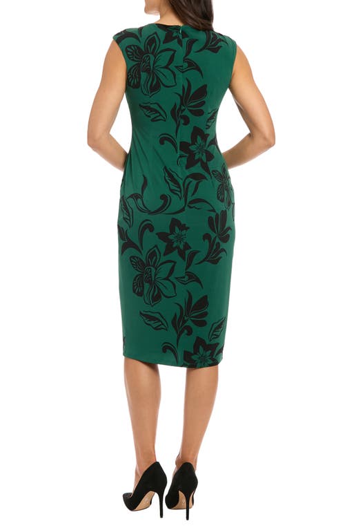 London Times Floral Sleeveless Midi Sheath Dress In Green