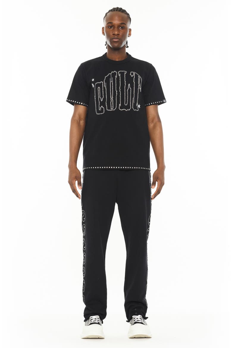 El Alfa Studded Graphic T-Shirt, Alternate, color, BLACK