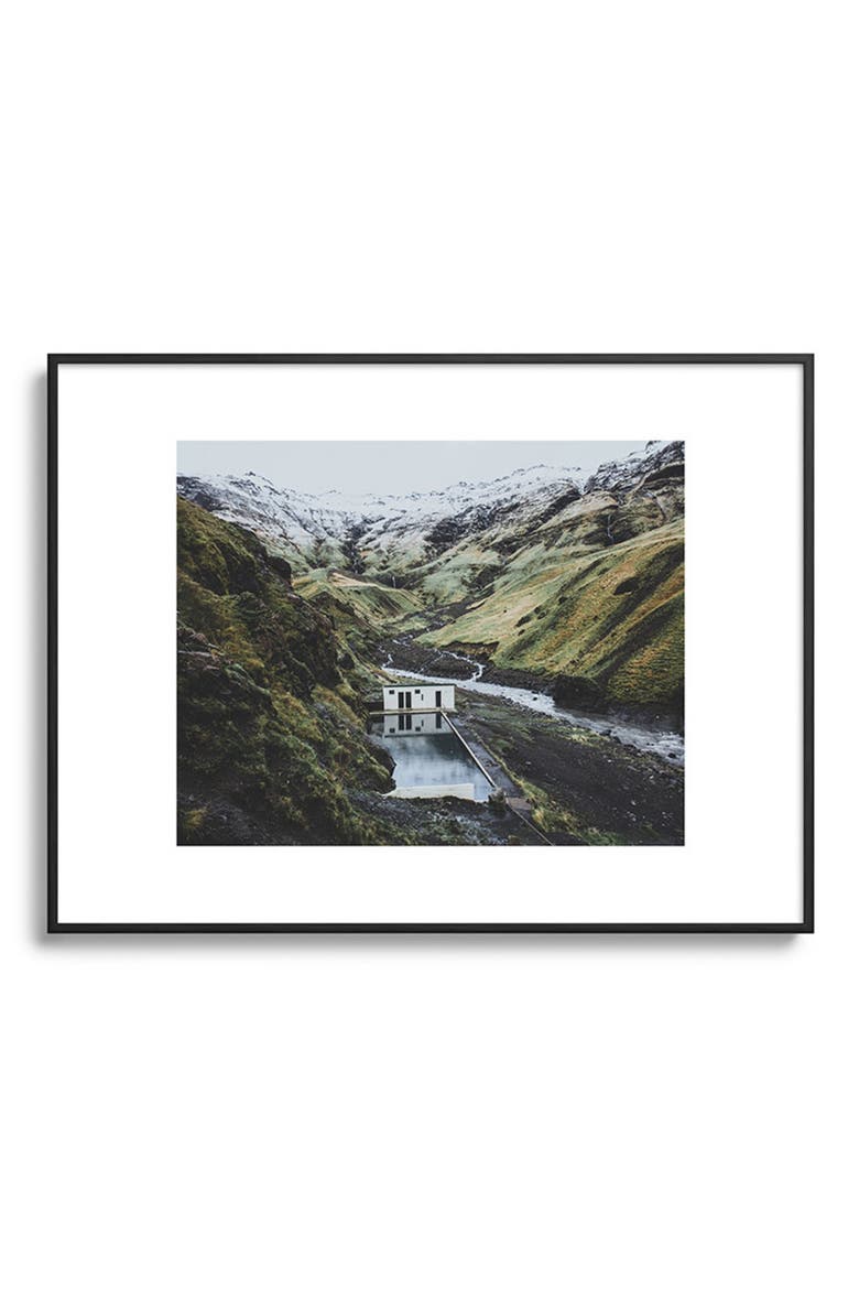 Seljavallalaug Iceland Framed Art Print, Main, color, BLACK TONES