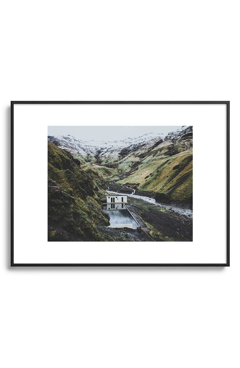 Deny Designs Seljavallalaug Iceland Framed Art Print, Main, color, Black Tones