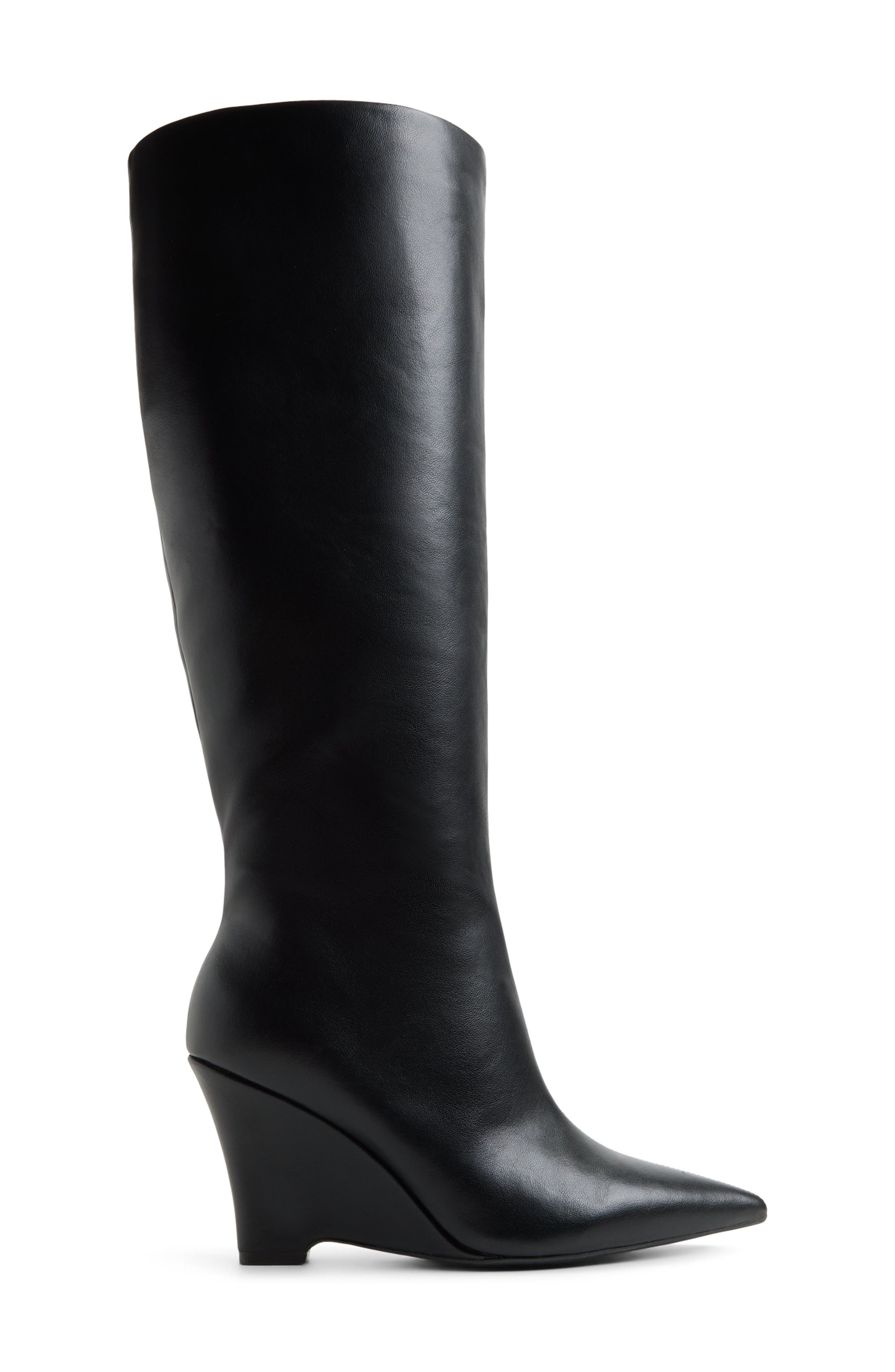 Zalya Wedge Knee High Boot, Alternate, color, BLACK