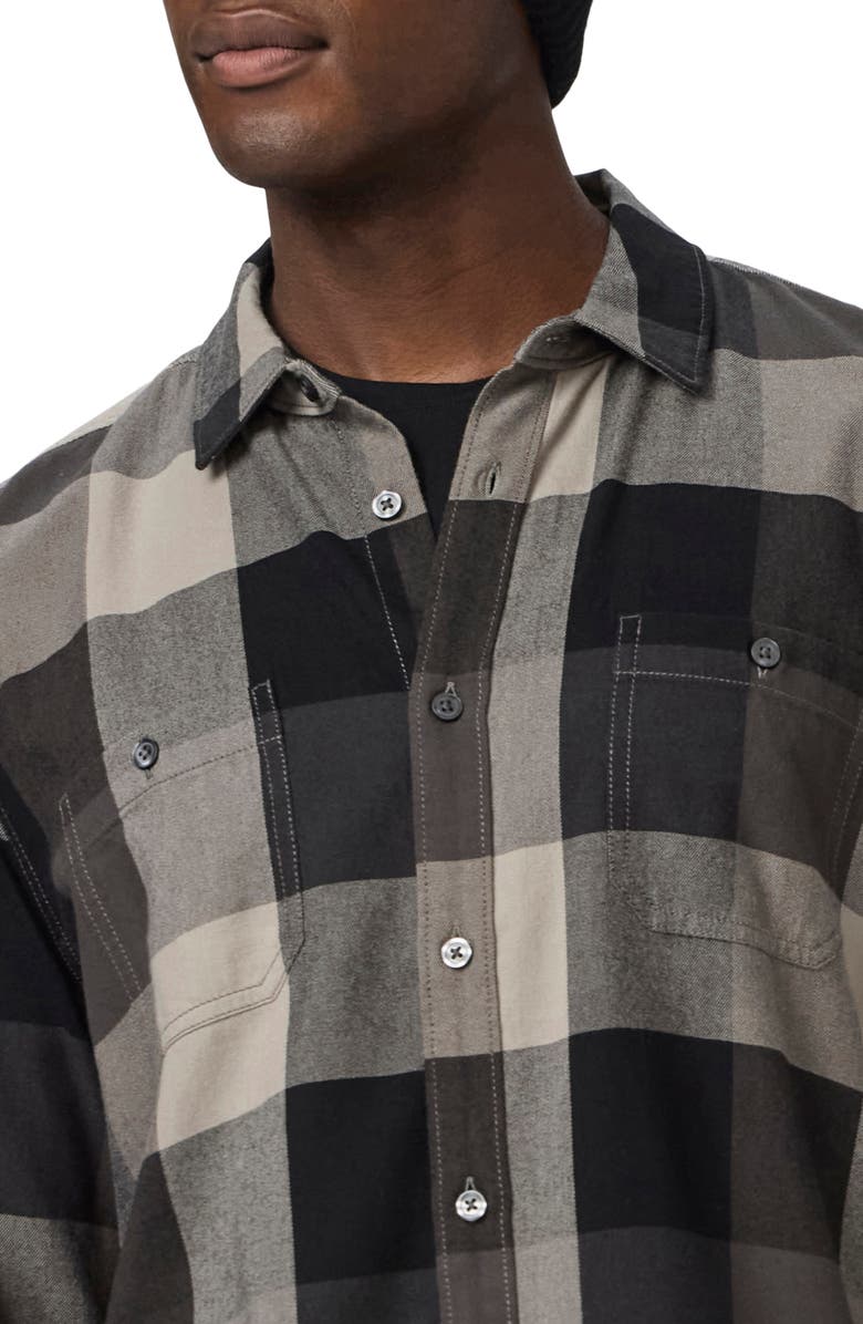 PAIGE Everett Plaid Flannel Button-Up Shirt, Alternate, color, Winter Shale