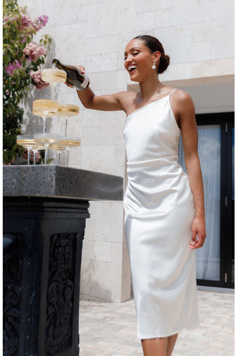 one shoulder satin slip dress Keepsake Captivating Gown - One-Shoulder Dress - Satin Slip Dress