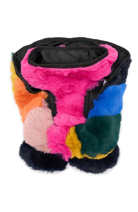 Rainbow Faux Fur Dog Coat