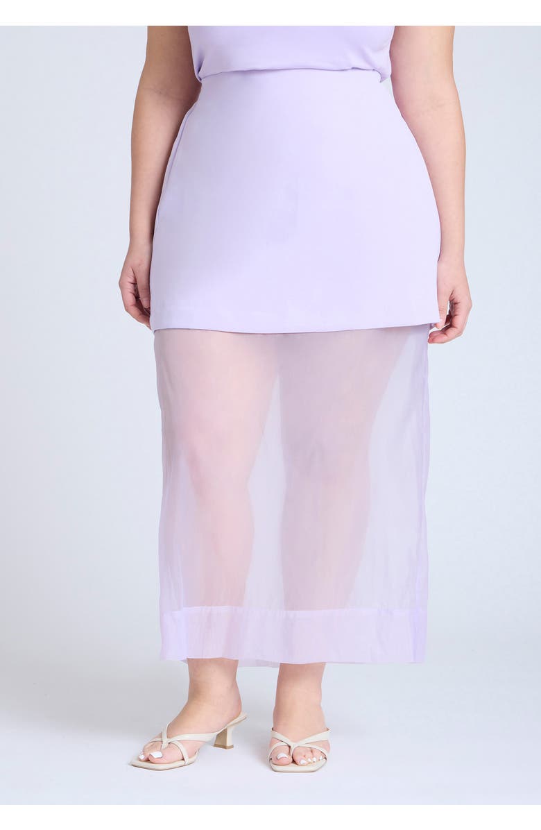 ELOQUII Organza Twofer Skirt, Alternate, color, Pastel Lilac