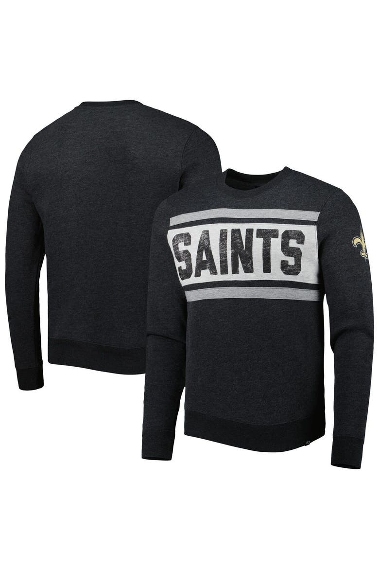 Men's '47 Heathered Black New Orleans Saints Bypass Tribeca Pullover Sweatshirt, Main, color, Black