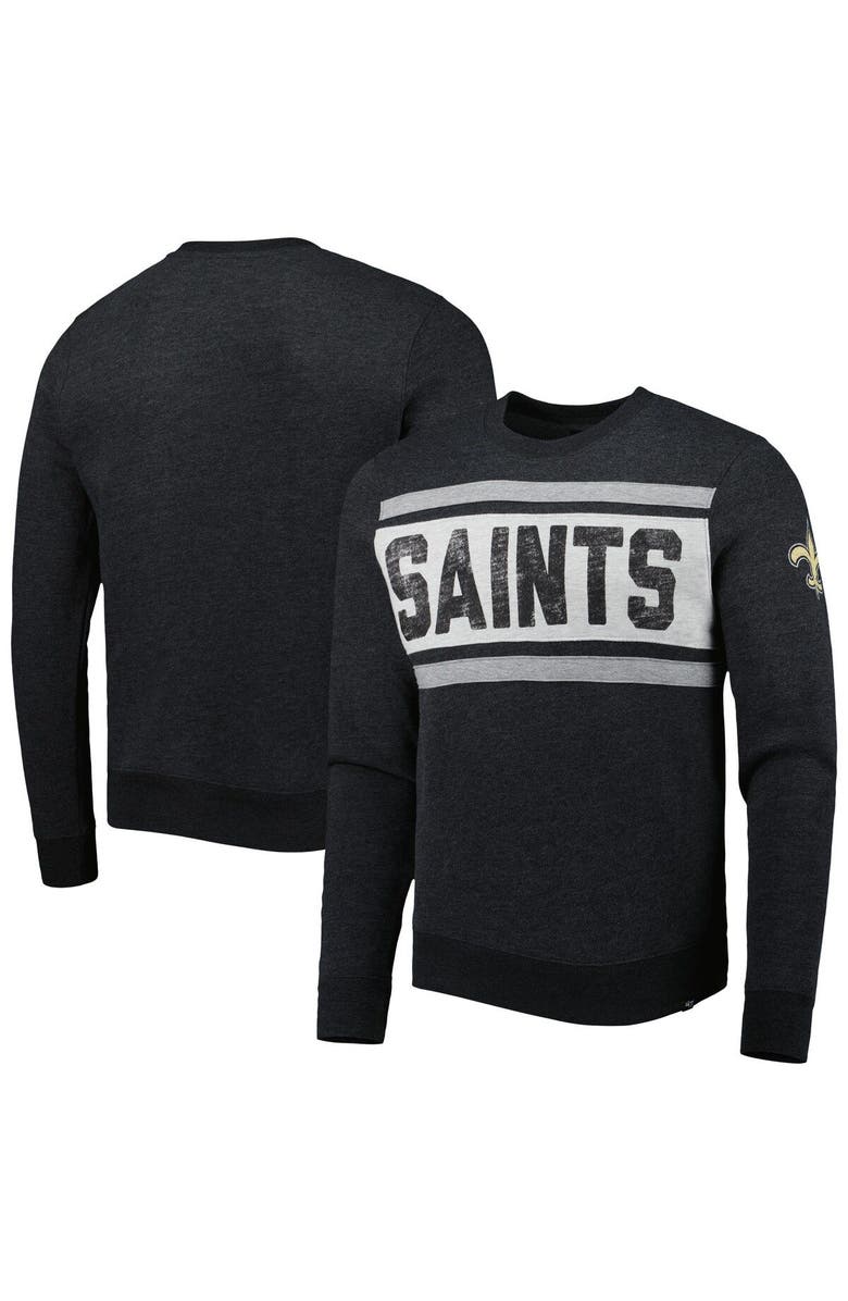 '47 Men's '47 Heathered Black New Orleans Saints Bypass Tribeca Pullover Sweatshirt, Main, color, Black