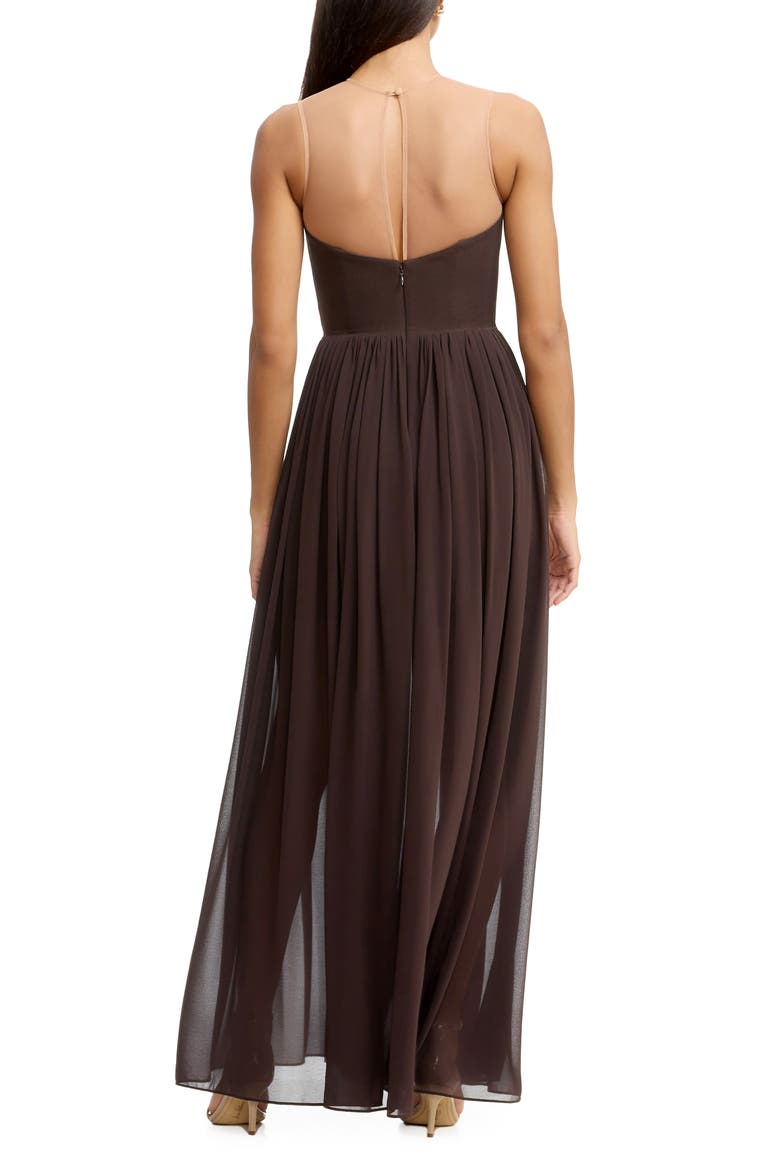 Eleanor Illusion Neck Gown, Alternate, color, MOCHA