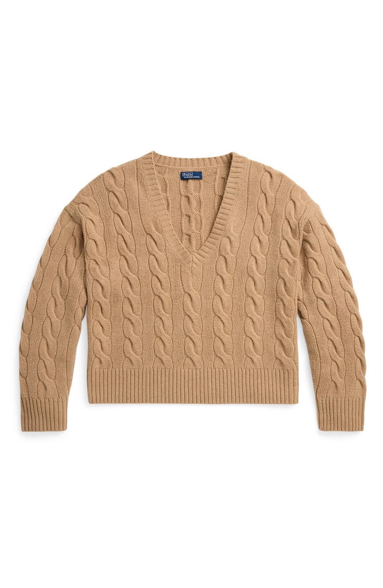 Polo Ralph Lauren Cable Wool & Cashmere V-Neck Sweater, Alternate, color, 