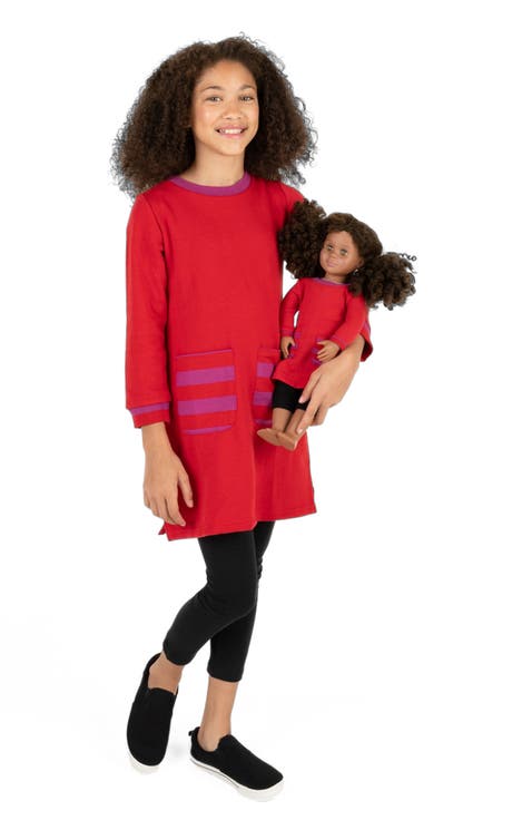 Girls Sweatshirt Dress with Matching Doll Dress