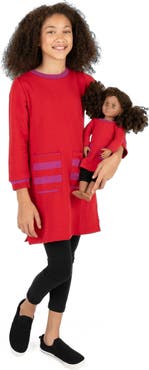 Leveret Girls Sweatshirt Dress with Matching Doll Dress