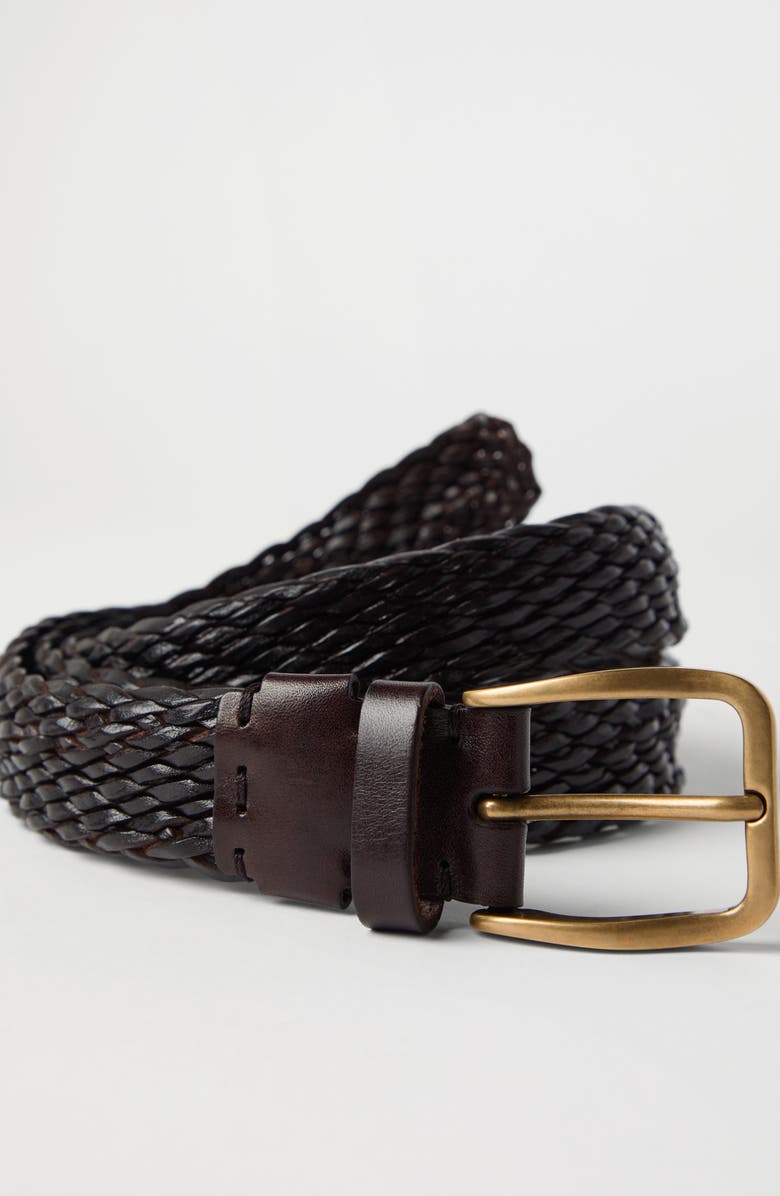 Brunello Cucinelli Calfskin belt, Alternate, color, Brown