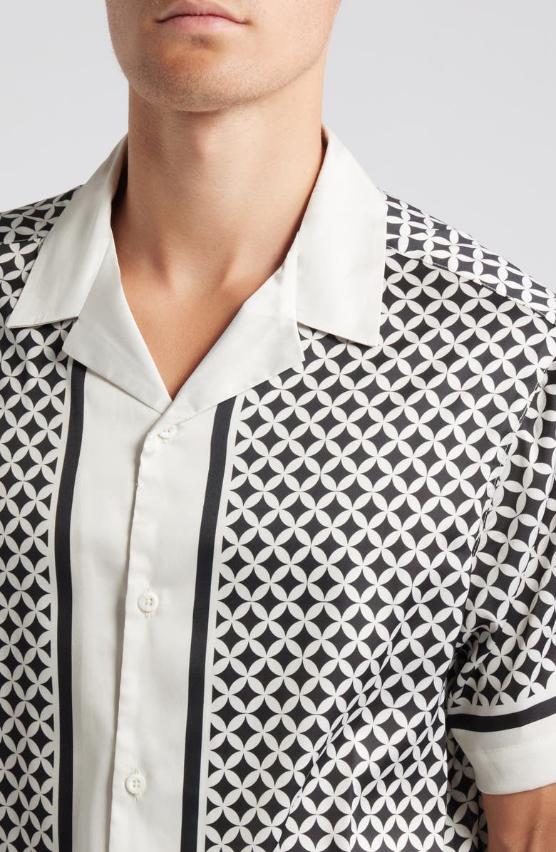 Topman Geo Print Satin Camp Shirt, Alternate, color,