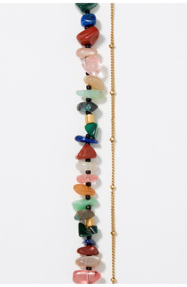 Bimba y Lola Double-Layer Chain Multicolor Stones Bracelet, Alternate, color, 