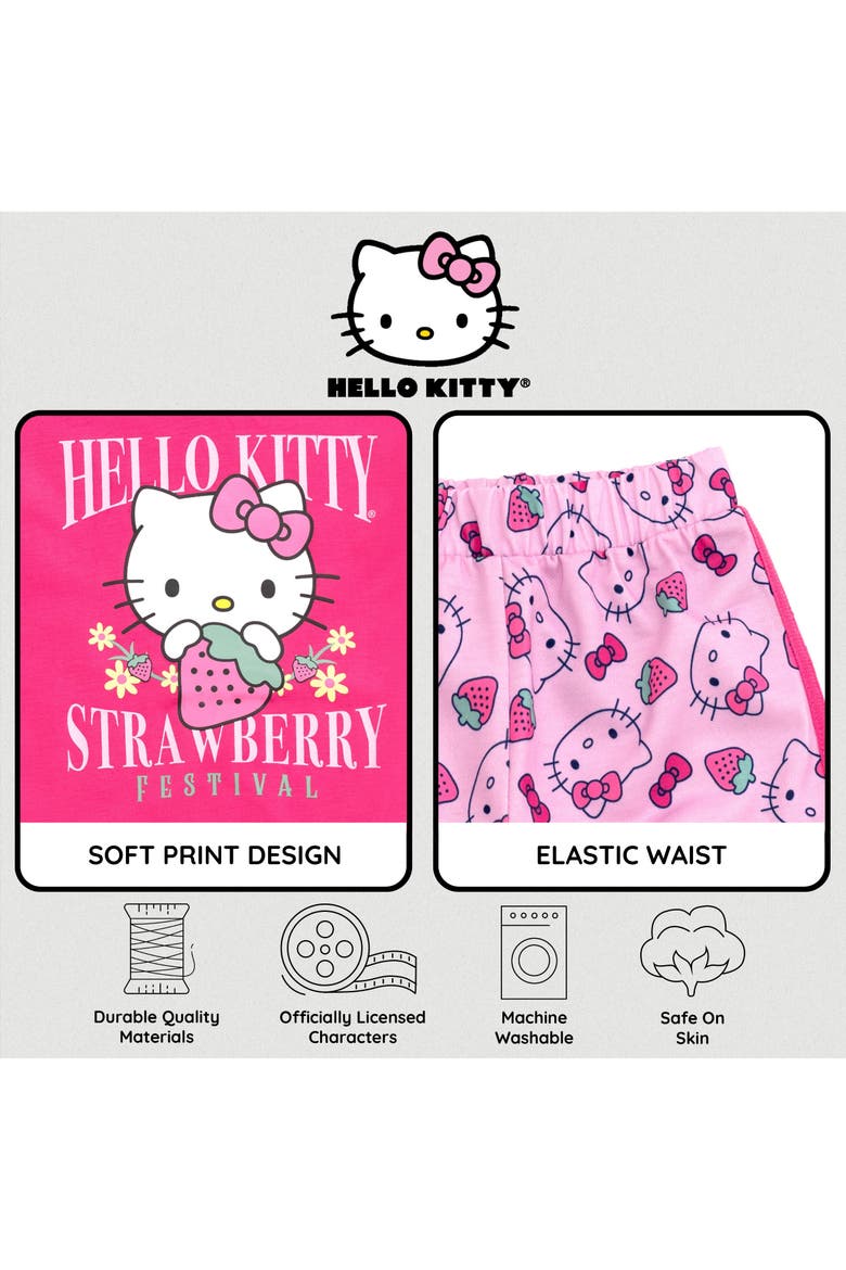 T-Shirt and French Terry Shorts Set, Alternate, color, Carmine Rose