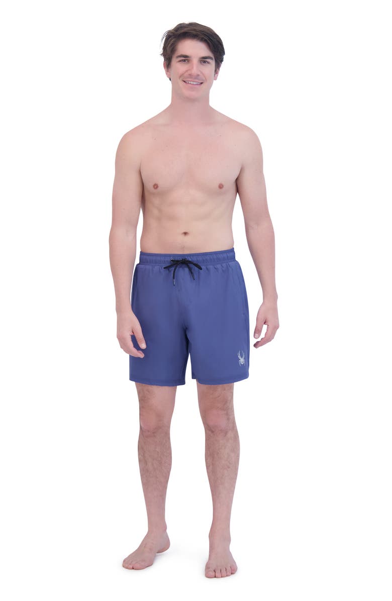 Spyder 7-Inch Volley Swim Shorts, Alternate, color, Gray/ Blue