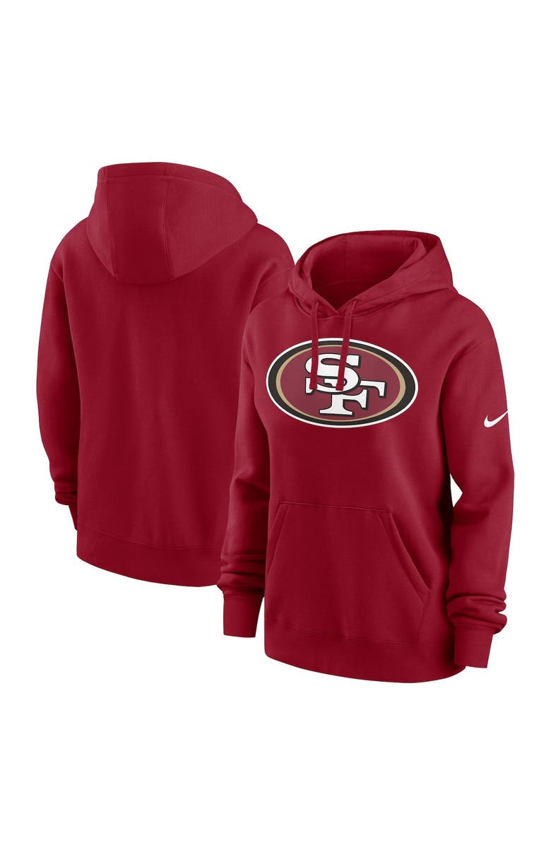 Nike Women's Nike Scarlet San Francisco 49ers Team Logo Club Fleece Pullover Hoodie, Main, color,