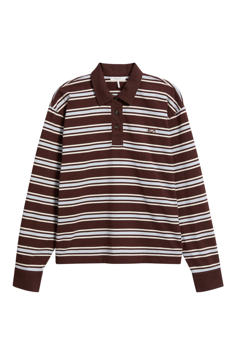 Stripe Cotton Rugby Shirt, Alternate, color, BRWMT