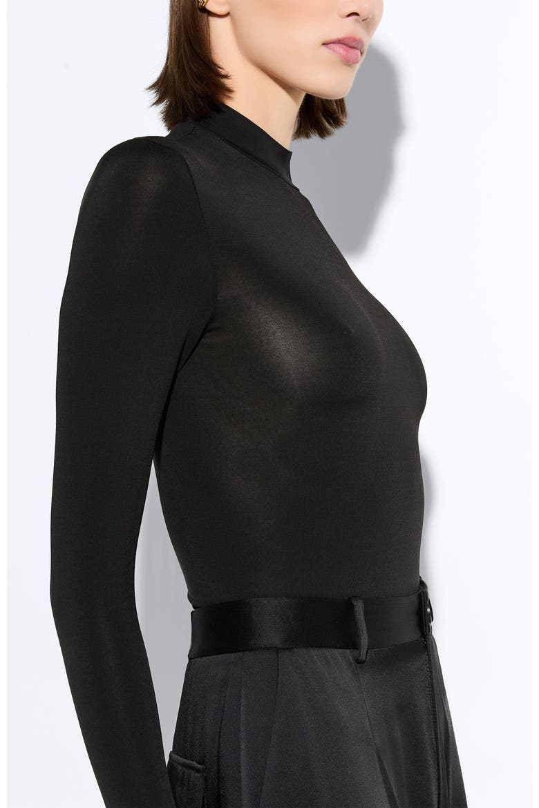 Jersey Mock Neck Bodysuit, Alternate, color, Black