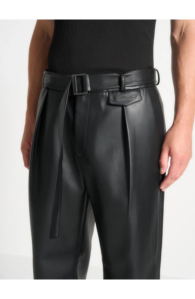 Manière De Voir Serge Relaxed Fit Leather Pleated Trousers, Alternate, color, Black