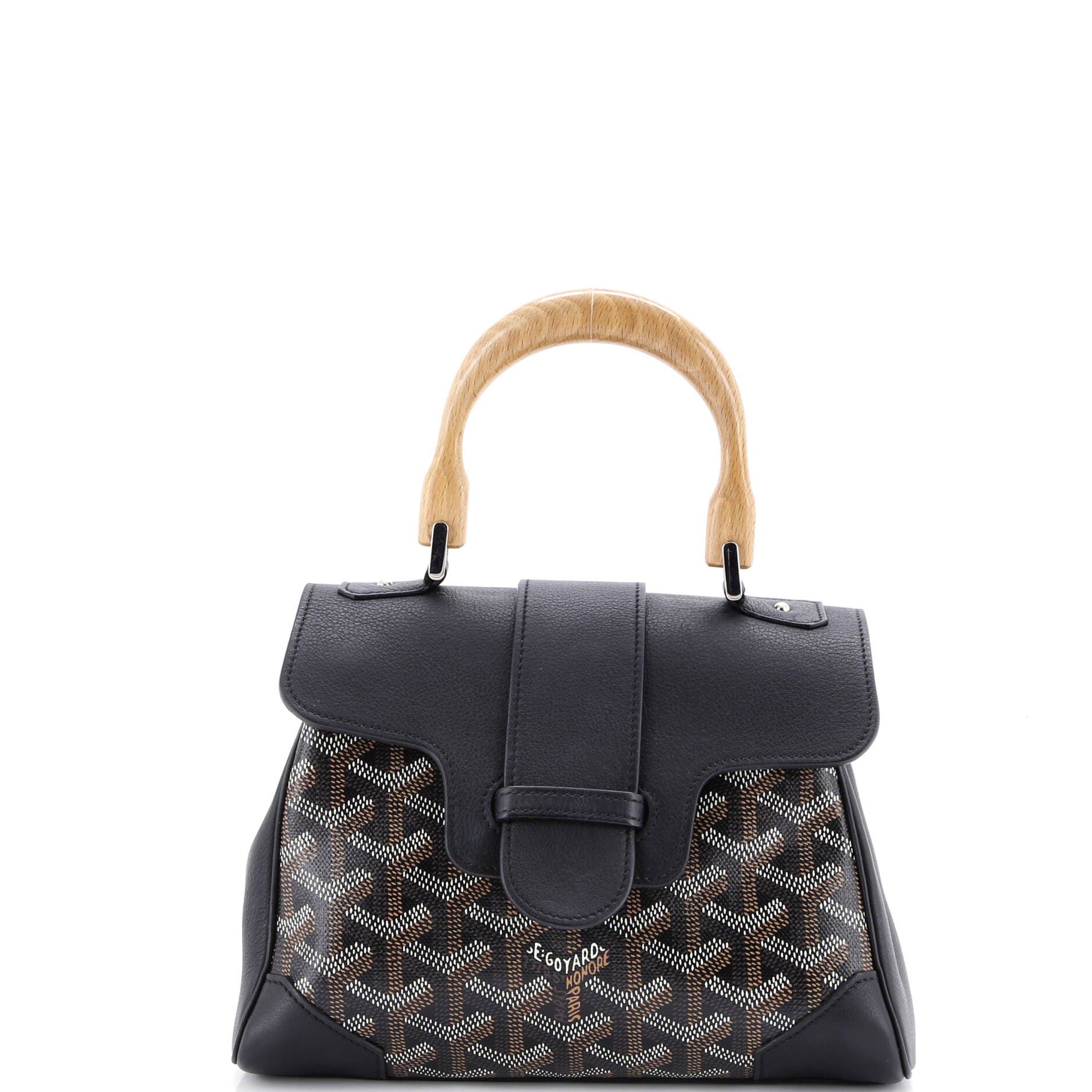 Pre-Owned Goyard Saigon Top Handle Bag Coated Canvas with Leather Mini, Main, color, 