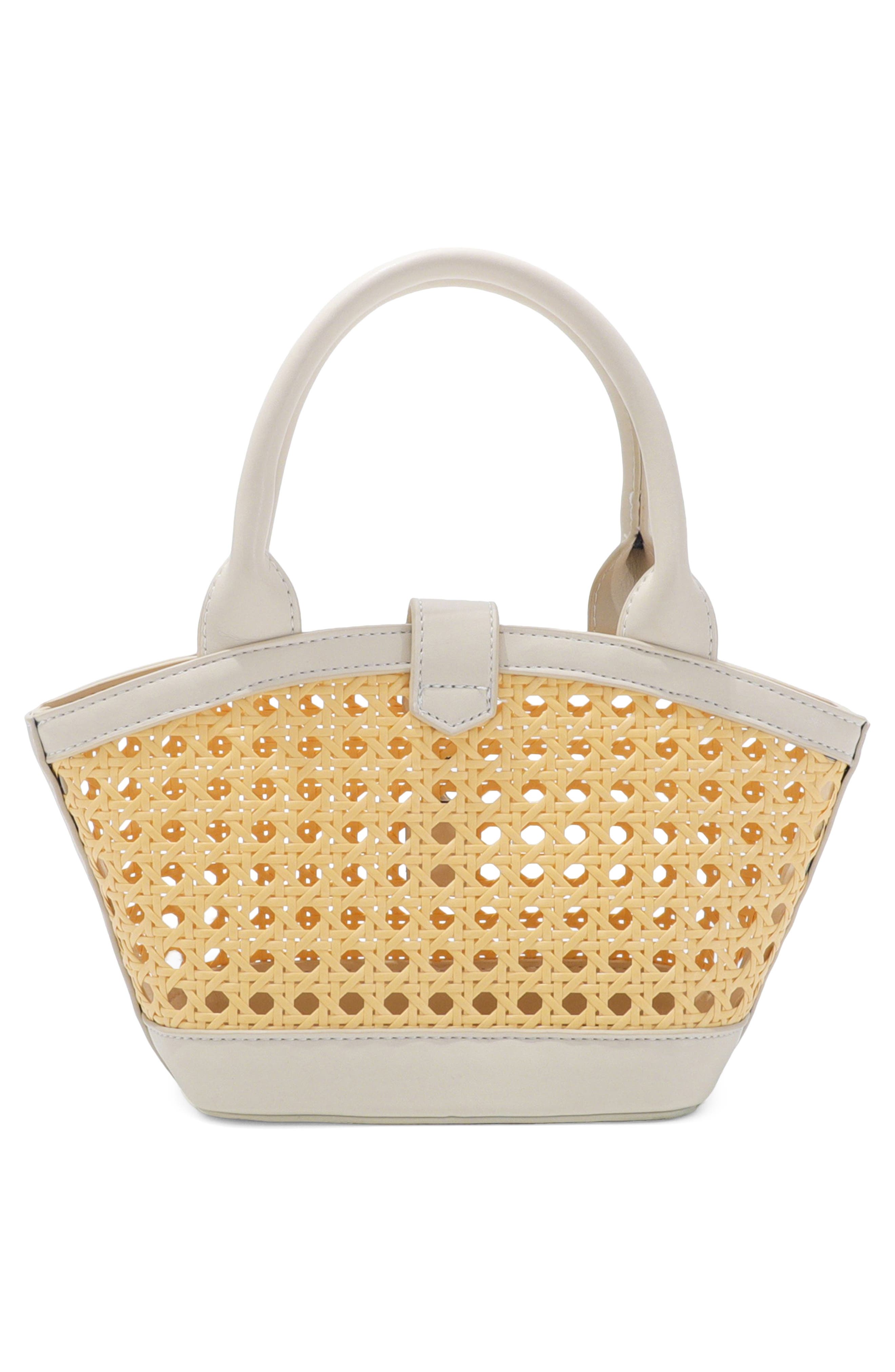 Kane Rattan Shoulder Bag, Alternate, color, WHITE/ TAN