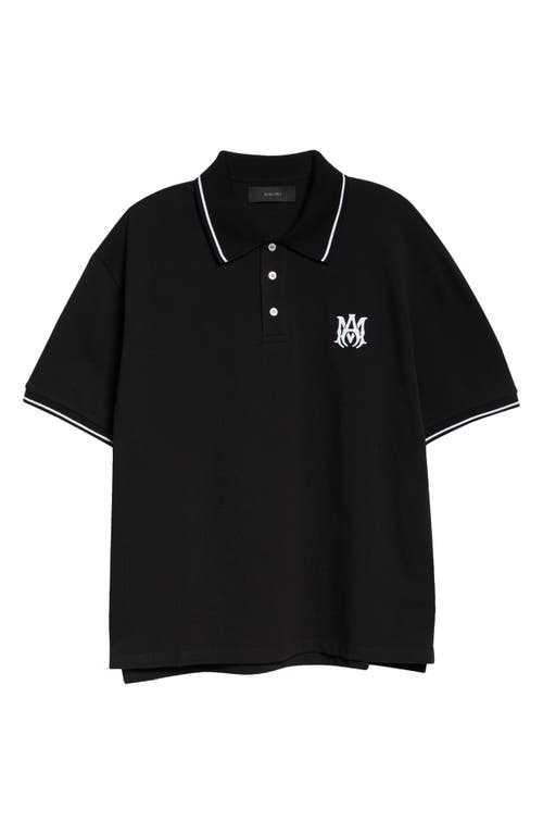 Amiri Black Polo Shirt With Classic Collar And Logo Embroidery On The Front In Black