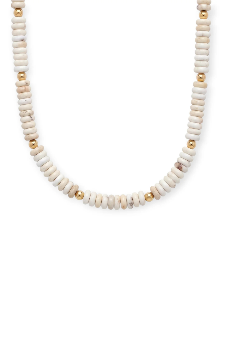 Oatmeal White and 14k Gold Filled Beaded Necklace, Main, color, White