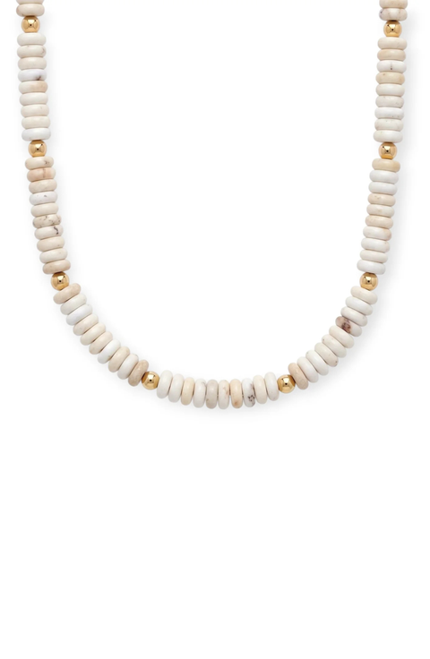 Oatmeal White and 14k Gold Filled Beaded Necklace