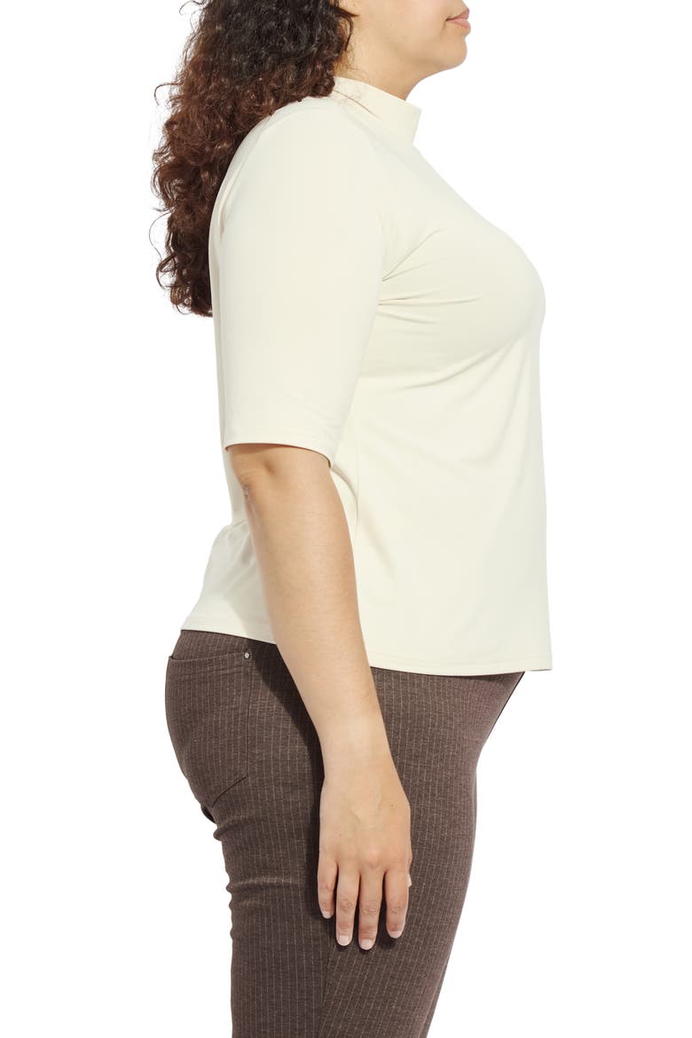 Clara Mock Neck Elbow Sleeve Top, Alternate, color, MACADAMIA