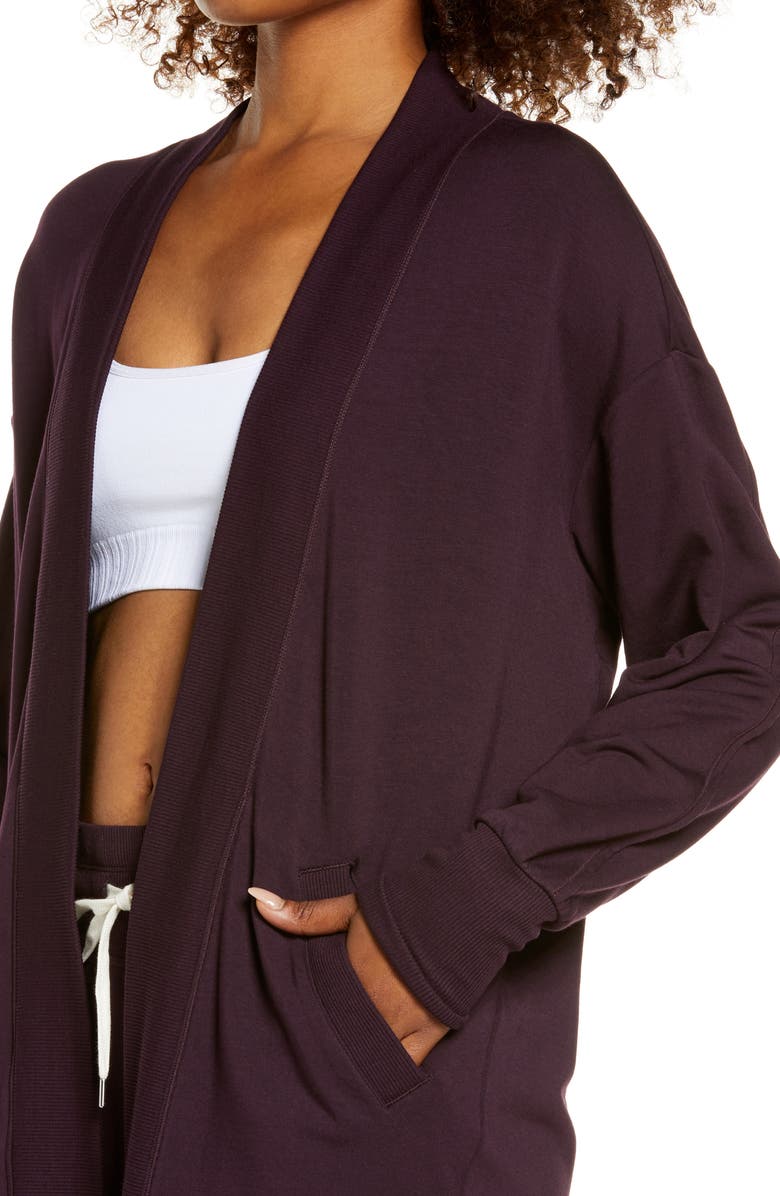 Zella Peaceful Fleece Open Front Cardigan, Alternate, color,