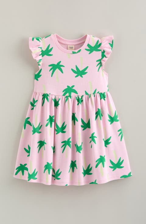 Kids' Flutter Sleeve Cotton Dress (Toddler, Little Kid & Big Kid)