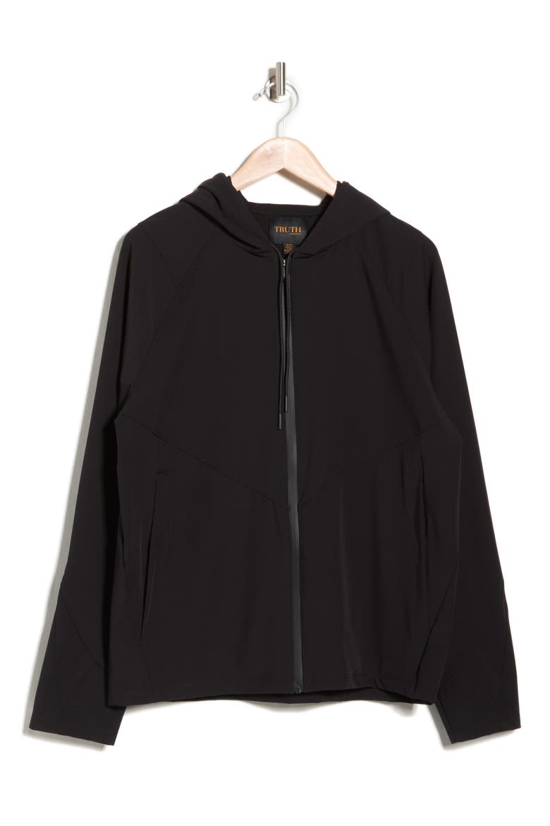 Long Sleeve Zip Up Hooded Windbreaker, Alternate, color, BLACK