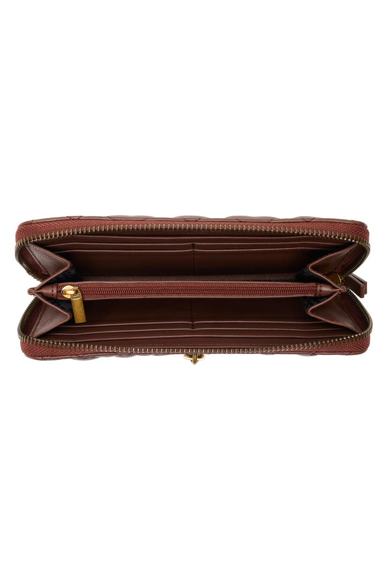 Brixton Quilted Leather Zip Around Continental Wallet, Alternate, color, MEDIUM RED