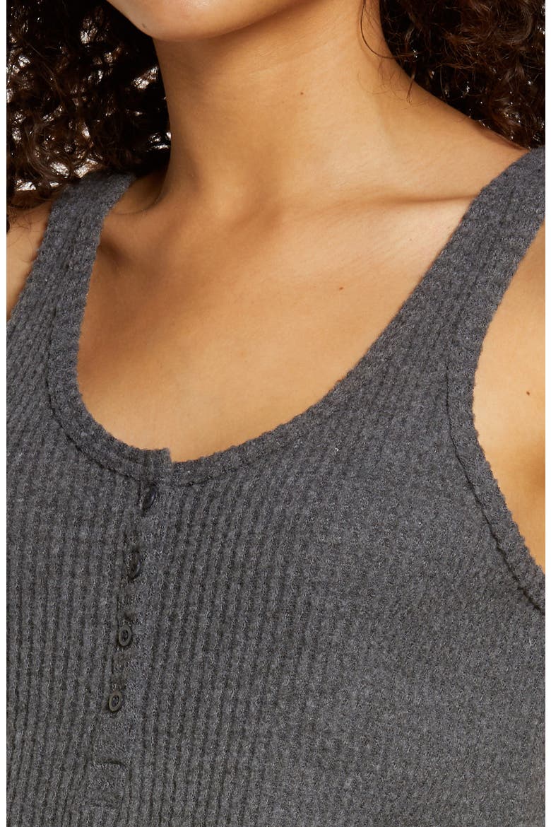 Waffle Knit Henley Tank, Alternate, color, CHARCOAL