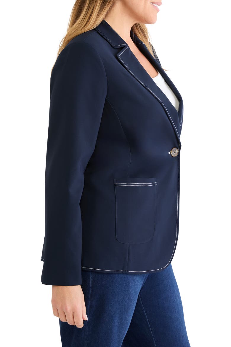 Accent Stitch Sleek Stretch Blazer, Alternate, color, DARK INDIGO