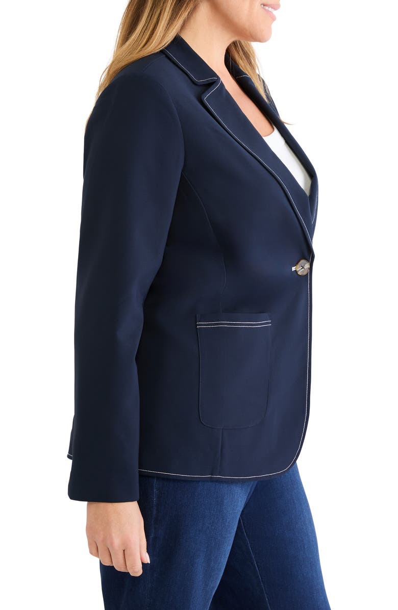 NIC+ZOE Accent Stitch Sleek Stretch Blazer, Alternate, color, Dark Indigo