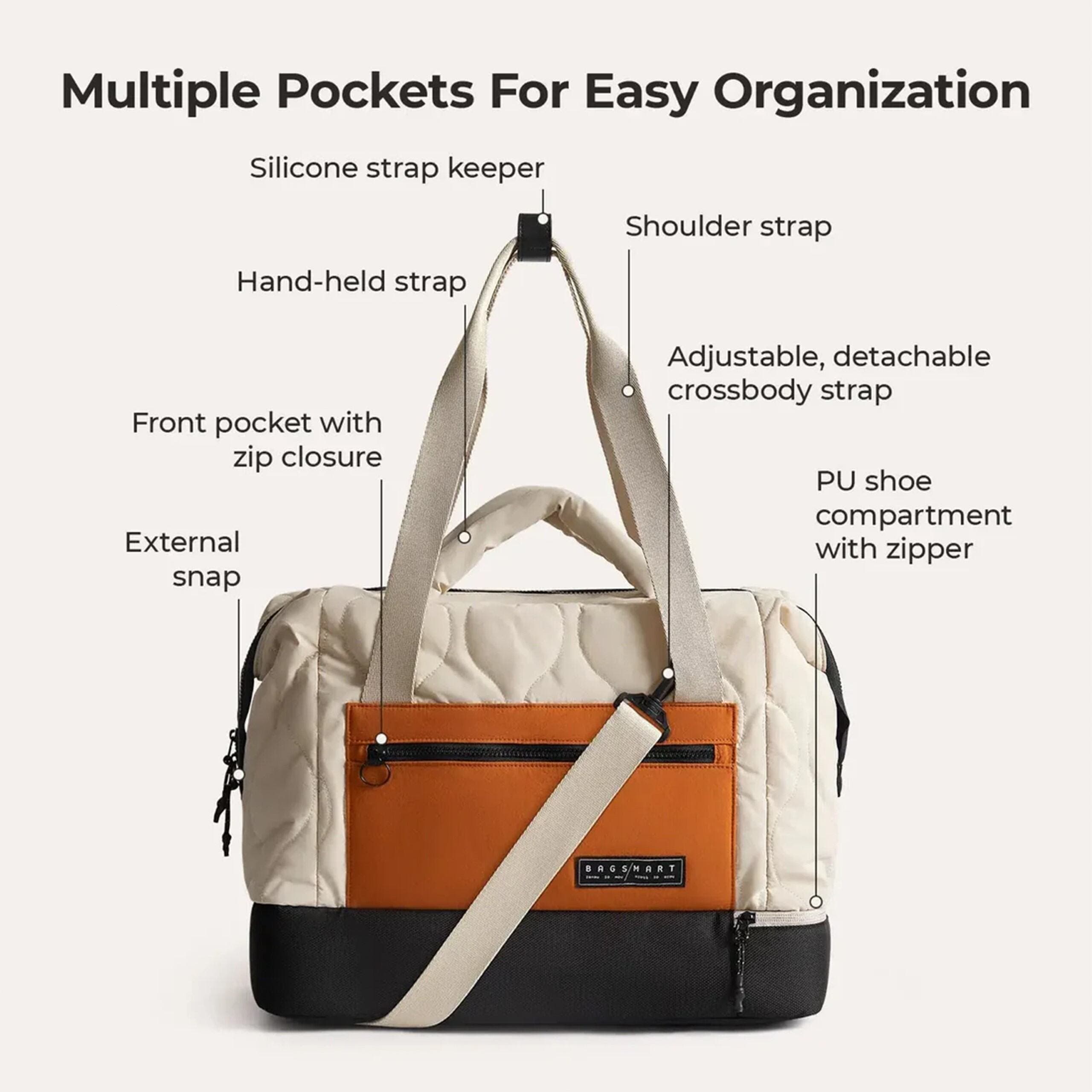 Bagsmart Paz 34L Laptop Duffle with Shoe Compartment, Alternate, color, Tangerine