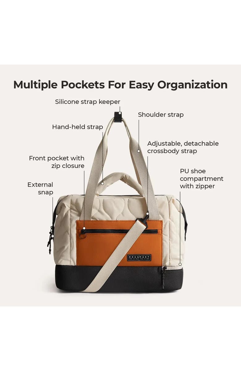 Bagsmart Paz 34L Laptop Duffle with Shoe Compartment, Alternate, color, Tangerine