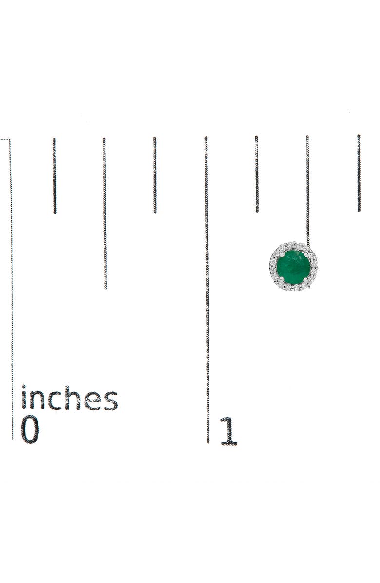 Haus of Brilliance 10K Gold Gemstone and 1/6 Cttw Diamond Halo Stud Earring, Alternate, color, White | Green Emerald