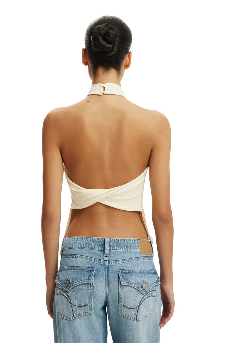Women's Hold Me Halter Twist Back, Alternate, color, Vanilla Glow